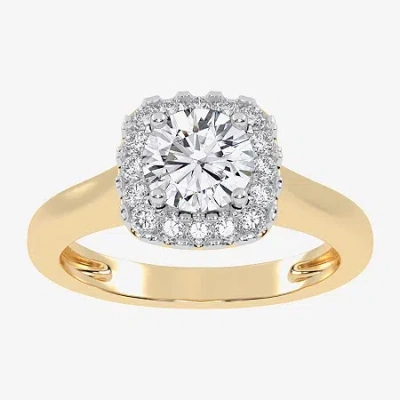 Modern Bride 1 Ct. T.w. Lab-grown (g-h / Si1-si2) Diamond Cushion Halo Engagement Ring In 10k Gold In Yellow