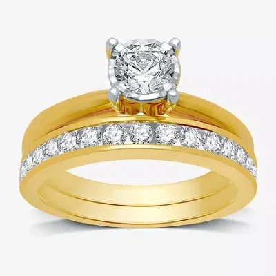 Modern Bride 1 Ct. T.w. Natural Diamond Round Solitaire Bridal Set In 10k Gold
