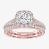 Modern Bride 1 Ct.t.w. (g / Vs2-si1) Lab-grown Diamond Cushion Halo Wedding Engagement Ring In 10k Gold In Pink