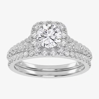 Modern Bride 1 Ct.t.w. (g / Vs2-si1) Lab-grown Diamond Cushion Halo Wedding Engagement Ring In 10k Gold In White