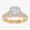 Modern Bride 1 Ct.t.w. (g / Vs2-si1) Lab-grown Diamond Cushion Halo Wedding Engagement Ring In 10k Gold In Yellow