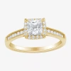 Modern Bride 1 Ct.t.w. (h-i / Si1-si2) Lab-grown Diamond Side Stone Halo Engagement Ring In 10k Gold In Yellow