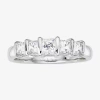 Modern Bride 1 Ct.t.w. Natural Diamond 10k White Gold Princess 5-stone Ring In Silver
