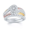 Modern Bride 1 Ct.t.w. Natural Diamond 14k Tri-color Gold Engagement Ring In Silver