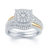 Modern Bride 1 Ct.t.w. Natural Diamond 14k Two-tonegold Engagement Ring In Transparent