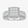 Modern Bride 1 Ct.t.w. Natural Diamond Princess-cut Multi-top Ring In White Or Yellow 10k Or 14k Gold In White