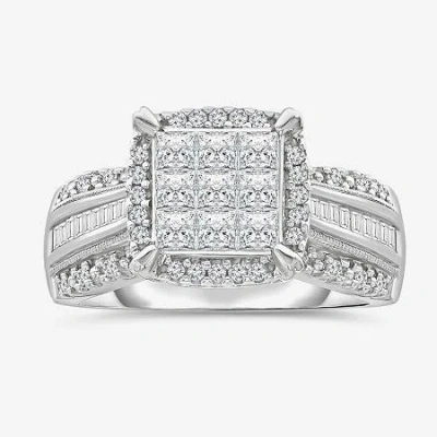 Modern Bride 1 Ct.t.w. Natural Diamond Princess-cut Multi-top Ring In White Or Yellow 10k Or 14k Gold