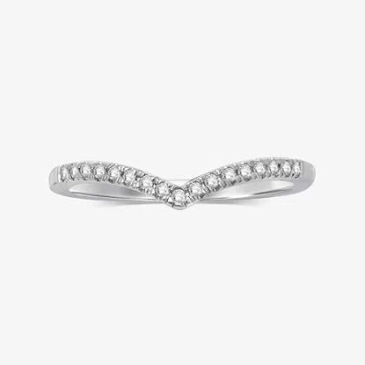 Modern Bride 1/10 Ct.t.w. Natural Diamond 10k Or 14k Gold Chevron Wedding Band In White
