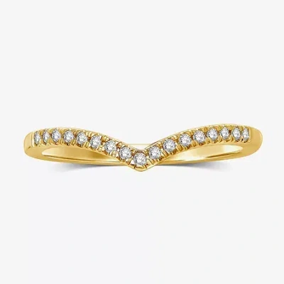 Modern Bride 1/10 Ct.t.w. Natural Diamond 10k Or 14k Gold Chevron Wedding Band In Yellow