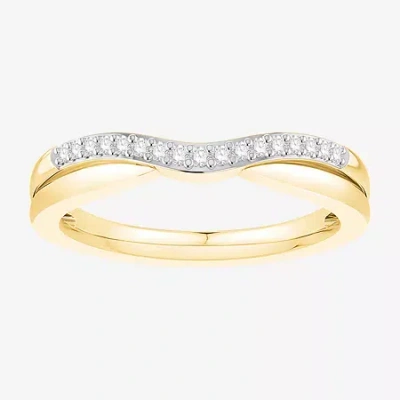 Modern Bride 1/10 Ct.t.w. Natural Diamond 10k Or 14k Gold Curved Wedding Band