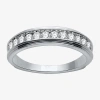Modern Bride 1/2 Ct. T.w. Lab-grown (h-i / I1) Diamond Wedding Band In 10k White Or Yellow Gold In Black