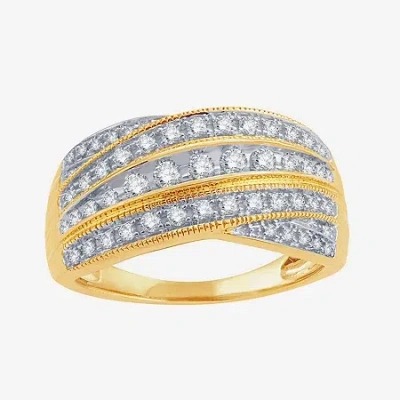 Modern Bride 1/2 Ct.t.w. Natural Diamond 10k Yellow Gold Wedding Band