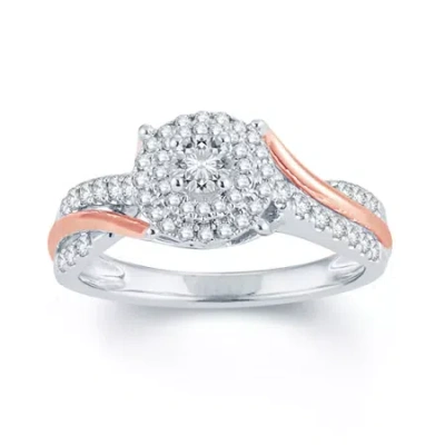 Modern Bride 1/2 Ct.t.w. Natural Diamond 14k Two-tone Gold Engagement Ring In Transparent