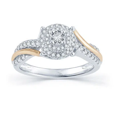 Modern Bride 1/2 Ct.t.w. Natural Diamond 14k Two-tone Gold Engagement Ring In Transparent