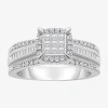 Modern Bride 1/2 Ct.t.w. Natural Diamond Cushion Shape Side Stone Halo Engagement Ring In 10k Or 14k Gold In White