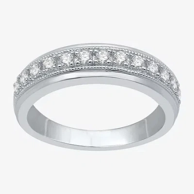 Modern Bride 1/3 Ct.t.w. Natural Diamond Wedding Band In Silver
