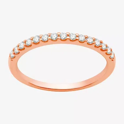 Modern Bride 1/4 Ct. T.w. Lab Grown White Diamond 10k Gold Wedding Band In Burgundy