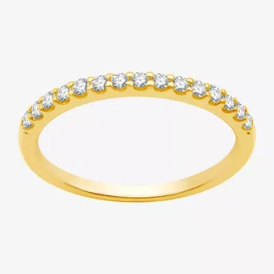 Modern Bride 1/4 Ct. T.w. Lab Grown White Diamond 10k Gold Wedding Band In Yellow