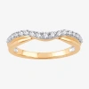 Modern Bride 1/4 Ct.t.w. Natural Diamond 10k Or 14k Gold Curved Wedding Band In Yellow