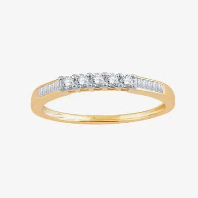 Modern Bride 1/4 Ct.t.w. Natural Diamond 10k Or 14k Gold Wedding Band In Transparent