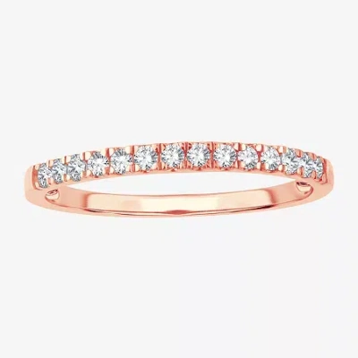 Modern Bride 1/5 Ct.t.w. Natural Diamond 10k Gold Wedding Band In Pink