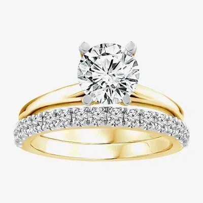 Modern Bride 2 1/2 Ct. T.w. Lab-grown (f / Vs2) Diamond Round Solitaire Bridal Set In 10k Or 14k Gold In Yellow