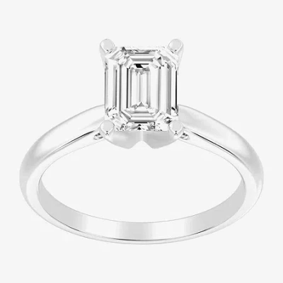 Modern Bride 2 Ct. Lab-grown (i / Si2) Diamond Emerald-cut Solitaire Engagement Ring In 14k Gold In White