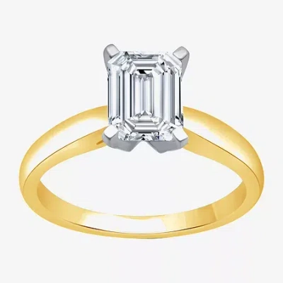Modern Bride 2 Ct. Lab-grown (i / Si2) Diamond Emerald-cut Solitaire Engagement Ring In 14k Gold In Yellow