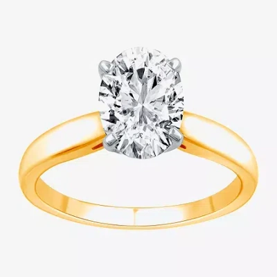 Modern Bride 2 Ct.lab-grown (i / Si2) Diamond Oval-cut Solitaire Engagement Ring In 14k Gold In Yellow