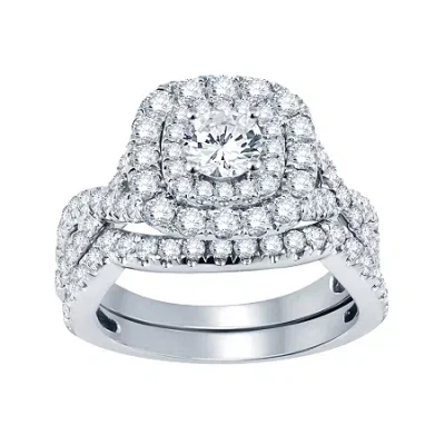 Modern Bride 2 Ct.t.w. Natural Diamond Bridal Set In Silver