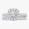 Modern Bride 2 Ct.t.w. Natural Diamond Cushion Halo Bridal Set In 10k Or 14k Gold In Neutral
