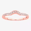 Modern Bride 2mm 1/8 Ct.t.w. Natural Diamond 10k Gold Wedding Band In Pink