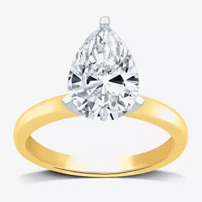 Modern Bride 3 Ct. Lab-grown (g / Vs2) Diamond Pear Solitaire Engagement Ring In14k Gold