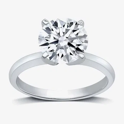 Modern Bride 3 Ct. Round Lab-grown (g / Vs2) Diamond Solitaire Engagement Ring In 14k Gold In Metallic