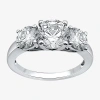 Modern Bride 3 Ct. T.w. Lab-grown (g / Si1-si2) Diamond Round 3-stone Engagement Ring In 14k Gold In White