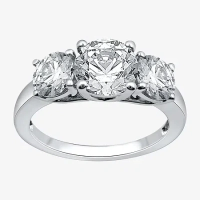 Modern Bride 3 Ct. T.w. Lab-grown (g / Si1-si2) Diamond Round 3-stone Engagement Ring In 14k Gold In White