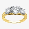 Modern Bride 3 Ct. T.w. Lab-grown (g / Si1-si2) Diamond Round 3-stone Engagement Ring In 14k Gold In Yellow