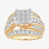 Modern Bride 3 Ct.t.w. Natural Diamond Side Stone Engagement Ring In 10k Or 14k Gold In Yellow