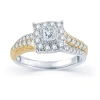 Modern Bride 3/4 Ct.t.w. Natural Diamond 14k Two-tone Gold Engagement Ring In Transparent