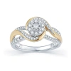 Modern Bride 3/4 Ct.t.w. Natural Diamond 14k Two-tone Gold Engagement Ring In Gold