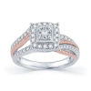 Modern Bride 3/4 Ct.t.w. Natural Diamond 14k Two-tone Gold Engagement Ring In Transparent