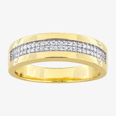 Modern Bride 3.5mm 1/10 Ct.t.w. Color-enhanced Black Diamond Sterling Silver Wedding Band In Gold