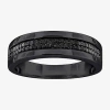 Modern Bride 3.5mm 1/10 Ct.t.w. Color-enhanced Black Diamond Sterling Silver Wedding Band In Black