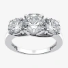 Modern Bride 4 Ct. T.w. Lab-grown (g / Si1-si2) Diamond Round 3-stone Engagement Ring In 14k Gold In White