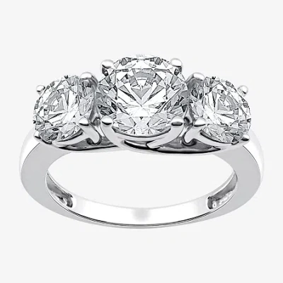 Modern Bride 4 Ct. T.w. Lab-grown (g / Si1-si2) Diamond Round 3-stone Engagement Ring In 14k Gold In White