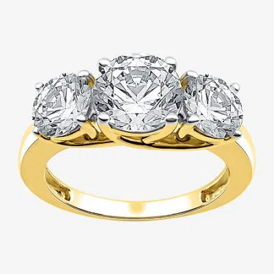 Modern Bride 4 Ct. T.w. Lab-grown (g / Si1-si2) Diamond Round 3-stone Engagement Ring In 14k Gold In Yellow