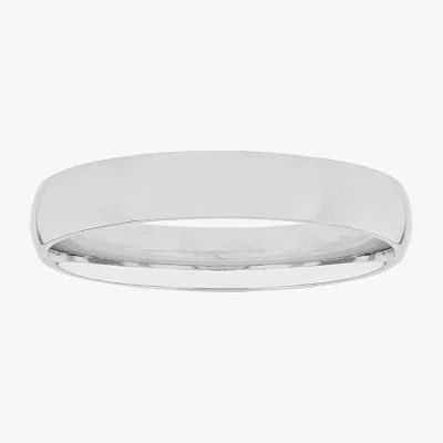 Modern Bride 4mm Silver Domed Mens Wedding Ring In White
