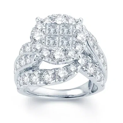 Modern Bride 5 Ct.t.w. Natural Diamond Halo 14k White Gold Engagement Ring