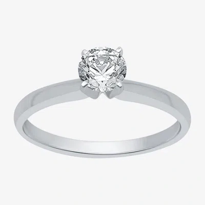 Modern Bride Classic Collection 1/2 Ct. Lab-grown (g / Si1-si2) Diamond Round Solitaire Engagement Ring In 10k Or In White