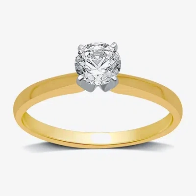 Modern Bride Classic Collection 1/2 Ct. Lab-grown (g / Si1-si2) Diamond Round Solitaire Engagement Ring In 10k Or In Yellow